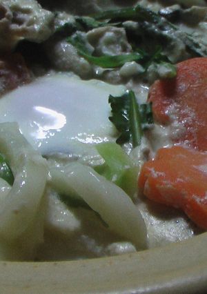 野菜どっさり、鍋焼き豆乳シチューうどん-レシピのメイン写真