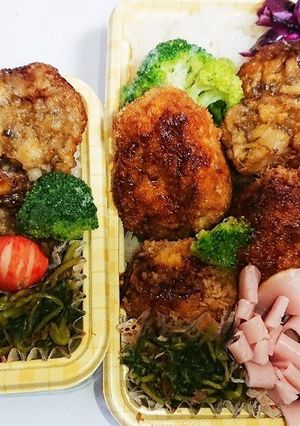 【夫婦弁当91】豚こまカツと蓮根もち揚げ-レシピのメイン写真