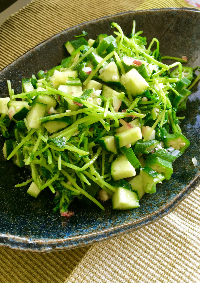 豆苗とおくらのみょうが和え-レシピのメイン写真