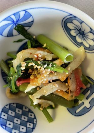 #スピード調理#空芯菜と竹輪の#梅肉和え-レシピのメイン写真