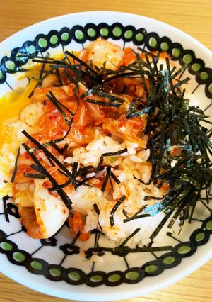 朝ごはんに♡ごま油風味の海苔たまキムチ丼-レシピのメイン写真