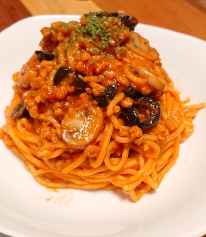 100%植物性?トマトミートソースパスタ-レシピのメイン写真