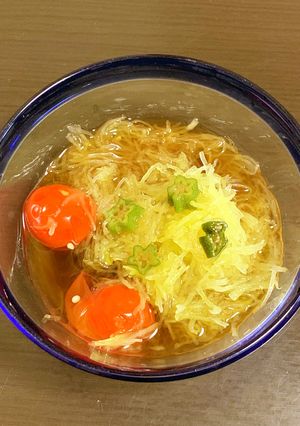 そばつゆで食べるそうめんかぼちゃ-レシピのメイン写真