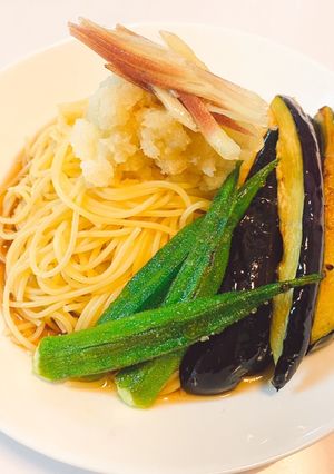 ＊なすとおくらの冷製おろしパスタ＊-レシピのメイン写真