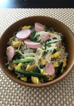炒り卵とニラのしらたきパスタ-レシピのメイン写真