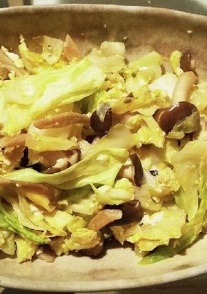 即席！キャベツとしめじの炒り卵-レシピのメイン写真
