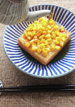 厚揚げにバターコーンのせめんつゆがけ-レシピのメイン写真