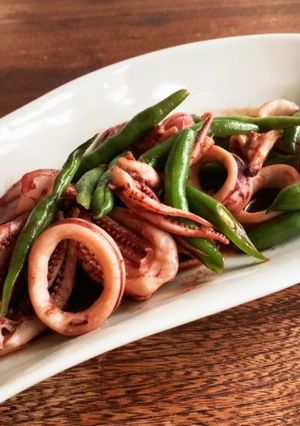 夏なので☆インゲンとイカのソース炒め-レシピのメイン写真