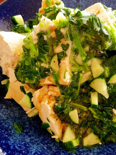 モロヘイヤときゅうりの豆腐しそ和え♩-レシピのメイン写真