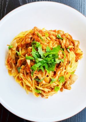 ツナときのこのトマトソースパスタ-レシピのメイン写真