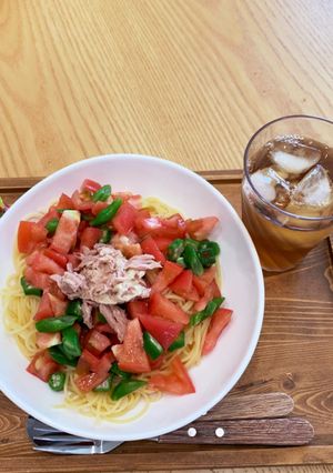 トマトと夏野菜の冷静パスタ!-レシピのメイン写真