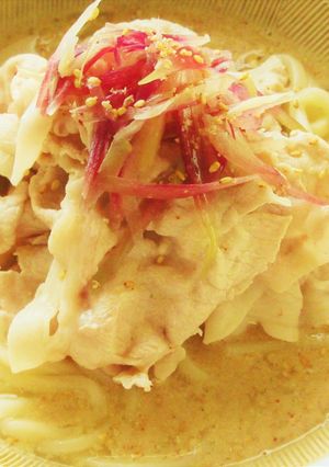 豚しゃぶとみょうがのごまあごだし冷うどん-レシピのメイン写真