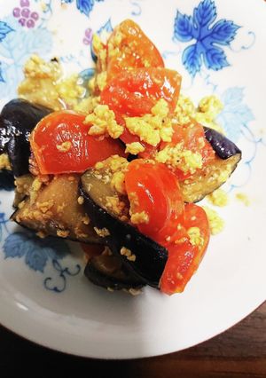 茄子とトマトと卵の塩炒め-レシピのメイン写真