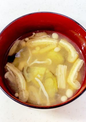 なす えのき 油揚げの味噌汁-レシピのメイン写真