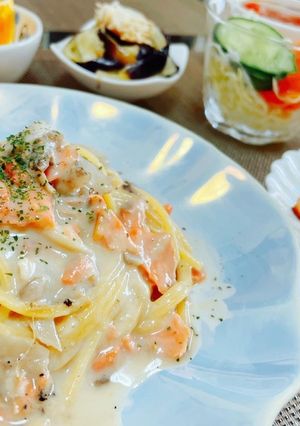 鮭の豆乳クリームパスタ-レシピのメイン写真