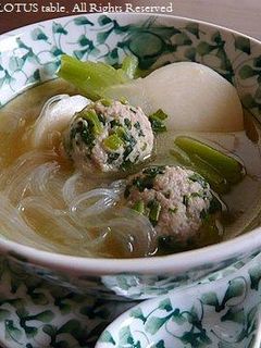 カブの葉肉団子&カブの春雨スープ-レシピのメイン写真
