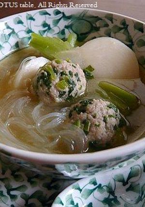 カブの葉肉団子＆カブの春雨スープ-レシピのメイン写真