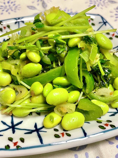 絶品!夏の緑野菜ニンニク炒め♪枝豆&豆苗-レシピのメイン写真