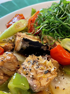 さばと夏野菜のバターポン酢炒め-レシピのメイン写真