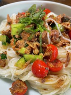 鯖缶そうめん夏野菜!-レシピのメイン写真
