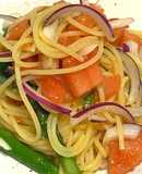 マカ入りアスパラガスとトマトの冷製パスタ