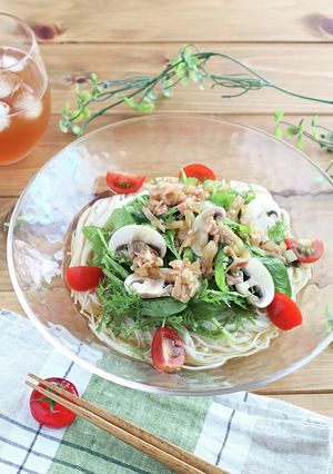 ランチに♪マッシュルームのサラダそうめん-レシピのメイン写真