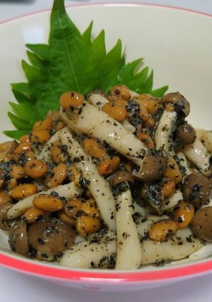 簡単！副菜♪納豆としめじのごま和え♪-レシピのメイン写真