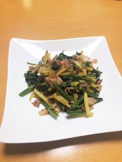 空芯菜(えん菜)のベーコンじゃがいも炒め-レシピのメイン写真