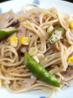 ♪れんこんとおくらの和風クリームパスタ♪-レシピのメイン写真