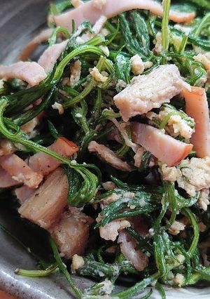 簡単!オカヒジキとハムの炒り卵♪-レシピのメイン写真