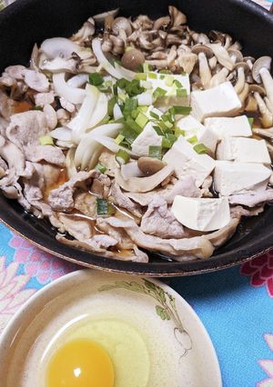 我が家のすき焼き！豚肉&キノコ-レシピのメイン写真