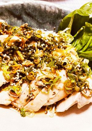 レンジで簡単　蒸し鶏ネギだく香味ダレ-レシピのメイン写真