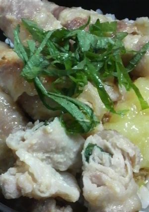 豚肉のニンニクみそロール丼-レシピのメイン写真