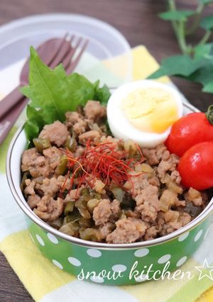 豚肉とピーマンの黒酢そぼろ丼-レシピのメイン写真