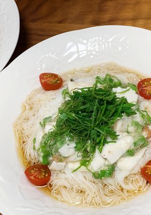 とろろおくらと梅のさっぱりそうめん-レシピのメイン写真