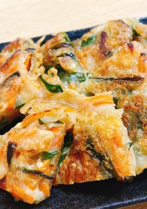 混ぜて焼くだけ簡単！ニラとチーズのチヂミ-レシピのメイン写真