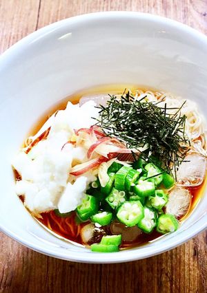山芋とオクラのぶっかけそうめん-レシピのメイン写真