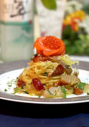 いぶりがっことスモークチーズのパスタ♡-レシピのメイン写真
