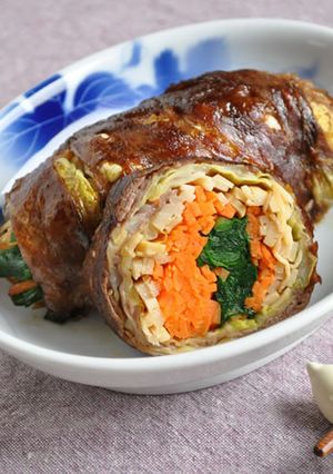 筍と野菜の牛肉太巻き-レシピのメイン写真