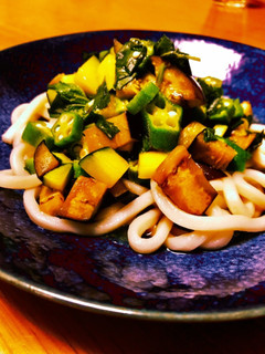 夏野菜オクラモロヘイヤとろとろ冷製うどん-レシピのメイン写真