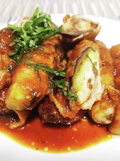 超簡単!ナスの肉巻き 黄金の味炒め!!-レシピのメイン写真