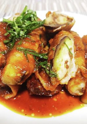 超簡単！ナスの肉巻き 黄金の味炒め！！-レシピのメイン写真