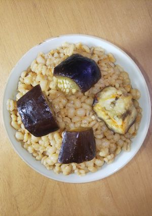 100%押し麦の豆板醤味噌なすび麦飯-レシピのメイン写真