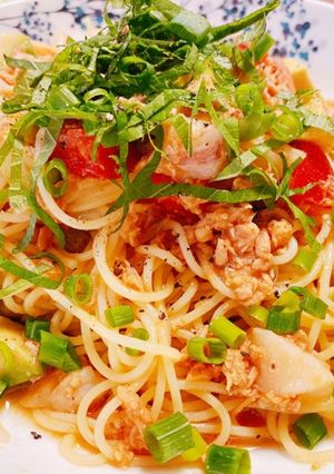 ♡刺身とアボカドツナトマトの冷製パスタ♡-レシピのメイン写真