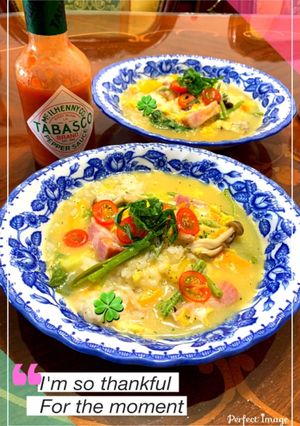 フライパンで空芯菜とズッキーニのリゾット-レシピのメイン写真