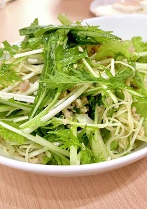 ケト 水菜ひき肉糖質ゼロパスタ風-レシピのメイン写真