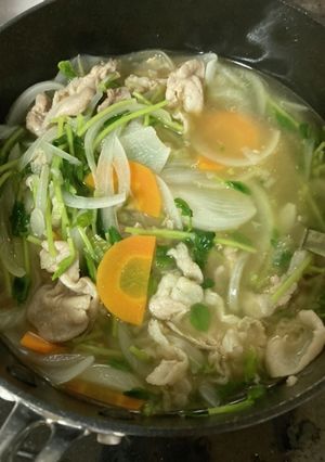残ってる野菜で作る！醤油ベースの豚汁-レシピのメイン写真