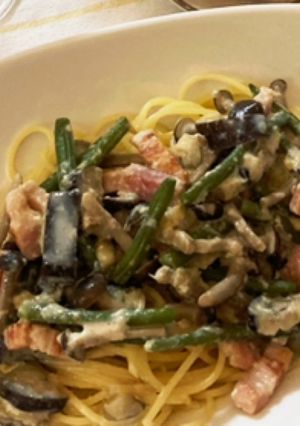 いんげんベーコンなすクリームパスタ-レシピのメイン写真