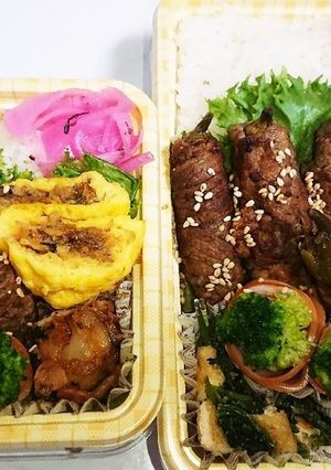 【夫婦弁当97】肉巻きとホタテマヨ-レシピのメイン写真