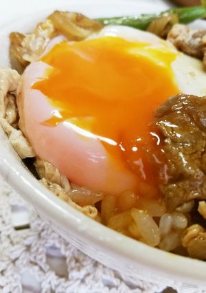カンタン5分で!落とし卵牛丼-レシピのメイン写真